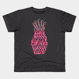 Cute Pink Pineapple Hawaii Aloha Unique Design Kids T-Shirt